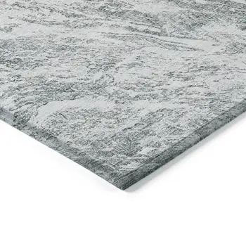 5' X 8' Gray And Ivory Abstract Washable Indoor Outdoor Area Rug