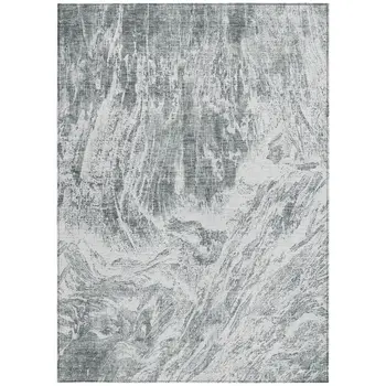 5' X 8' Gray And Ivory Abstract Washable Indoor Outdoor Area Rug