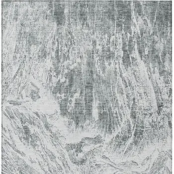 8' X 10' Gray And Ivory Abstract Washable Indoor Outdoor Area Rug