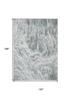 10' X 14' Gray And Ivory Abstract Washable Indoor Outdoor Area Rug