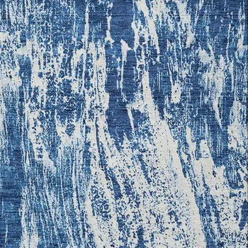 9' X 12' Navy Blue And Ivory Abstract Washable Indoor Outdoor Area Rug