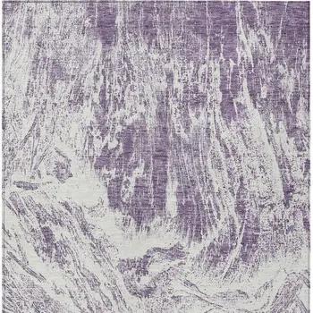 3' X 5' Purple And Ivory Abstract Washable Indoor Outdoor Area Rug