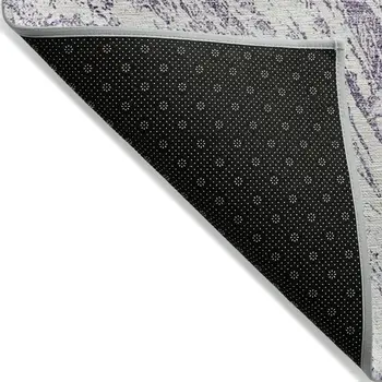 5' X 8' Purple And Ivory Abstract Washable Indoor Outdoor Area Rug