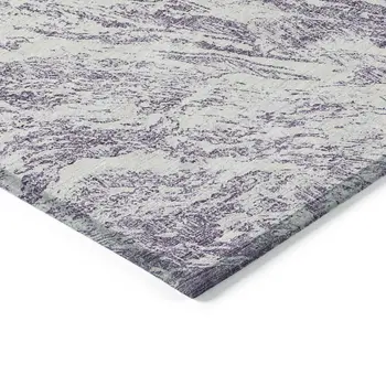 5' X 8' Purple And Ivory Abstract Washable Indoor Outdoor Area Rug