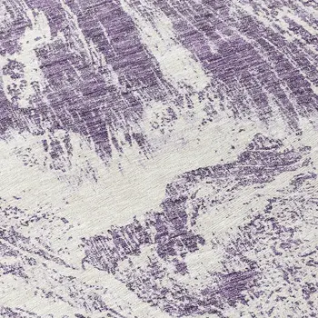 8' Purple And Ivory Round Abstract Washable Indoor Outdoor Area Rug
