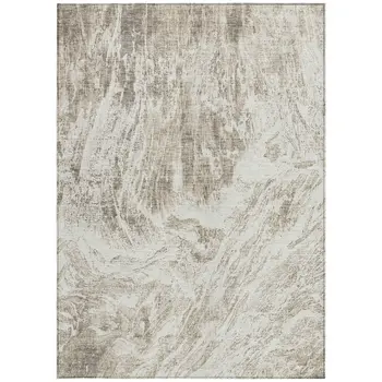 3' X 5' Taupe And Ivory Abstract Washable Indoor Outdoor Area Rug