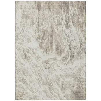 9' X 12' Taupe And Ivory Abstract Washable Indoor Outdoor Area Rug