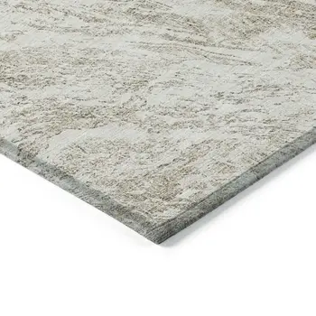 9' X 12' Taupe And Ivory Abstract Washable Indoor Outdoor Area Rug