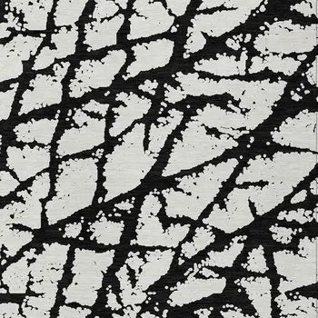 3' X 5' Black And Ivory Abstract Washable Indoor Outdoor Area Rug