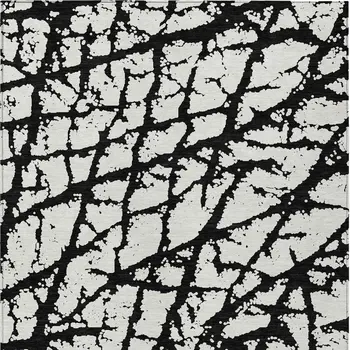 5' X 8' Black And Ivory Abstract Washable Indoor Outdoor Area Rug