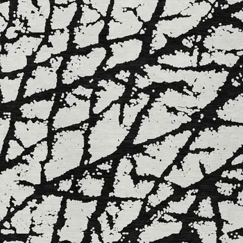 5' X 8' Black And Ivory Abstract Washable Indoor Outdoor Area Rug