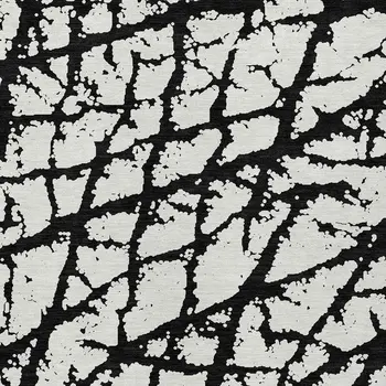 10' X 14' Black And Ivory Abstract Washable Indoor Outdoor Area Rug