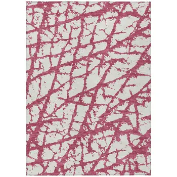 5' X 8' Blush And Ivory Abstract Washable Indoor Outdoor Area Rug