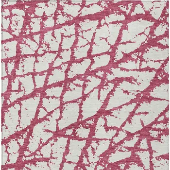 5' X 8' Blush And Ivory Abstract Washable Indoor Outdoor Area Rug