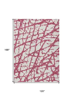 10' X 14' Blush And Ivory Abstract Washable Indoor Outdoor Area Rug