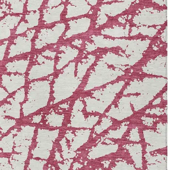 10' X 14' Blush And Ivory Abstract Washable Indoor Outdoor Area Rug