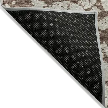 8' X 10' Brown And Ivory Abstract Washable Indoor Outdoor Area Rug