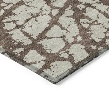 10' X 14' Brown And Ivory Abstract Washable Indoor Outdoor Area Rug