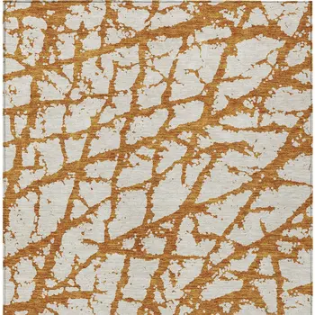 5' X 8' Copper And Ivory Abstract Washable Indoor Outdoor Area Rug