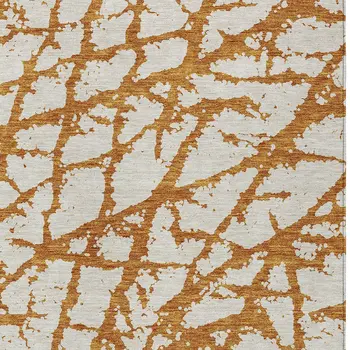 8' X 10' Copper And Ivory Abstract Washable Indoor Outdoor Area Rug