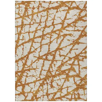 10' X 14' Copper And Ivory Abstract Washable Indoor Outdoor Area Rug
