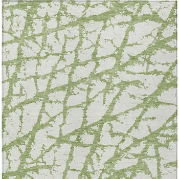 3' X 5' Green And Ivory Abstract Washable Indoor Outdoor Area Rug