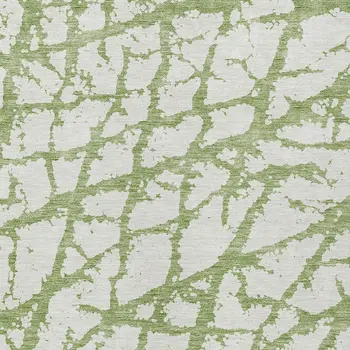 3' X 5' Green And Ivory Abstract Washable Indoor Outdoor Area Rug