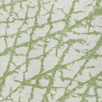 5' X 8' Green And Ivory Abstract Washable Indoor Outdoor Area Rug