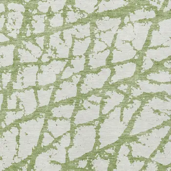 10' X 14' Green And Ivory Abstract Washable Indoor Outdoor Area Rug