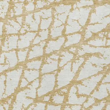 8' X 10' Gold And Ivory Abstract Washable Indoor Outdoor Area Rug