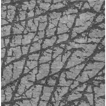 3' X 5' Gray And Charcoal Abstract Washable Indoor Outdoor Area Rug