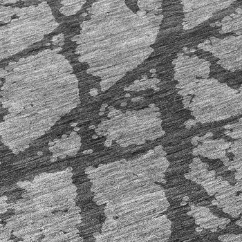 8' Gray And Charcoal Round Abstract Washable Indoor Outdoor Area Rug