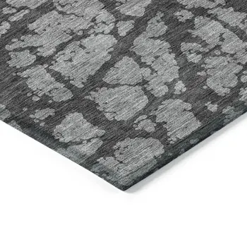 10' X 14' Gray And Charcoal Abstract Washable Indoor Outdoor Area Rug