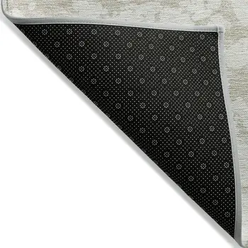 3' X 5' Ivory And Beige Abstract Washable Indoor Outdoor Area Rug
