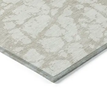 3' X 5' Ivory And Beige Abstract Washable Indoor Outdoor Area Rug