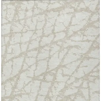 8' X 10' Ivory And Beige Abstract Washable Indoor Outdoor Area Rug