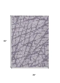 3' X 5' Lavender And Purple Abstract Washable Indoor Outdoor Area Rug