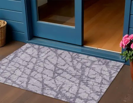 3' X 5' Lavender And Purple Abstract Washable Indoor Outdoor Area Rug