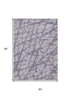 5' X 8' Lavender And Purple Abstract Washable Indoor Outdoor Area Rug