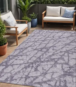 5' X 8' Lavender And Purple Abstract Washable Indoor Outdoor Area Rug