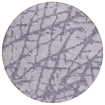 8' Lavender And Purple Round Abstract Washable Indoor Outdoor Area Rug