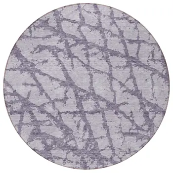 8' Lavender And Purple Round Abstract Washable Indoor Outdoor Area Rug