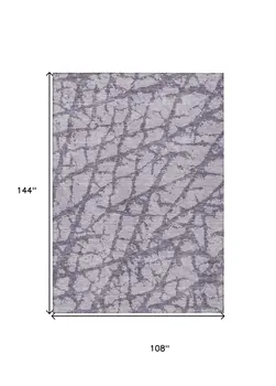 9' X 12' Lavender And Purple Abstract Washable Indoor Outdoor Area Rug
