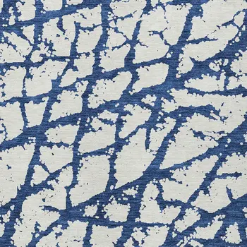 5' X 8' Navy Blue And Ivory Abstract Washable Indoor Outdoor Area Rug