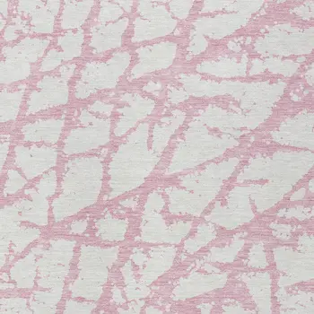 3' X 5' Pink And Ivory Abstract Washable Indoor Outdoor Area Rug