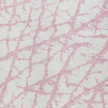 10' X 14' Pink And Ivory Abstract Washable Indoor Outdoor Area Rug