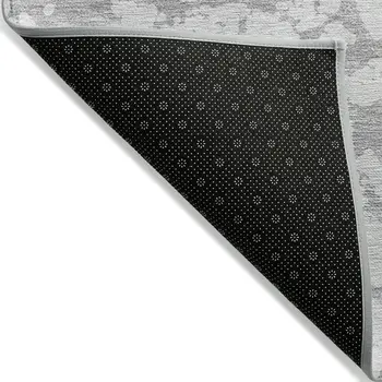 5' X 8' Silver And Gray Abstract Washable Indoor Outdoor Area Rug