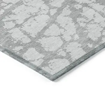 8' X 10' Silver And Gray Abstract Washable Indoor Outdoor Area Rug