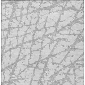 10' X 14' Silver And Gray Abstract Washable Indoor Outdoor Area Rug