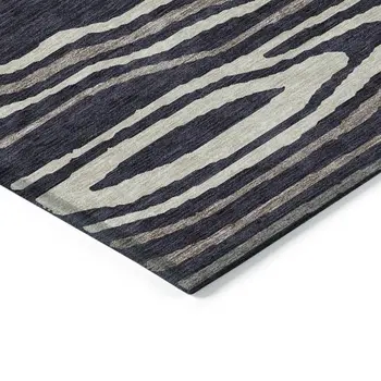 3' X 5' Black Taupe And Beige Faux Bois Washable Indoor Outdoor Area Rug